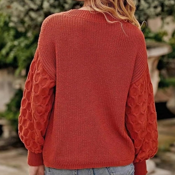 Orange Loose Crew-neck Sweater in Size Large - Picture 3 of 10